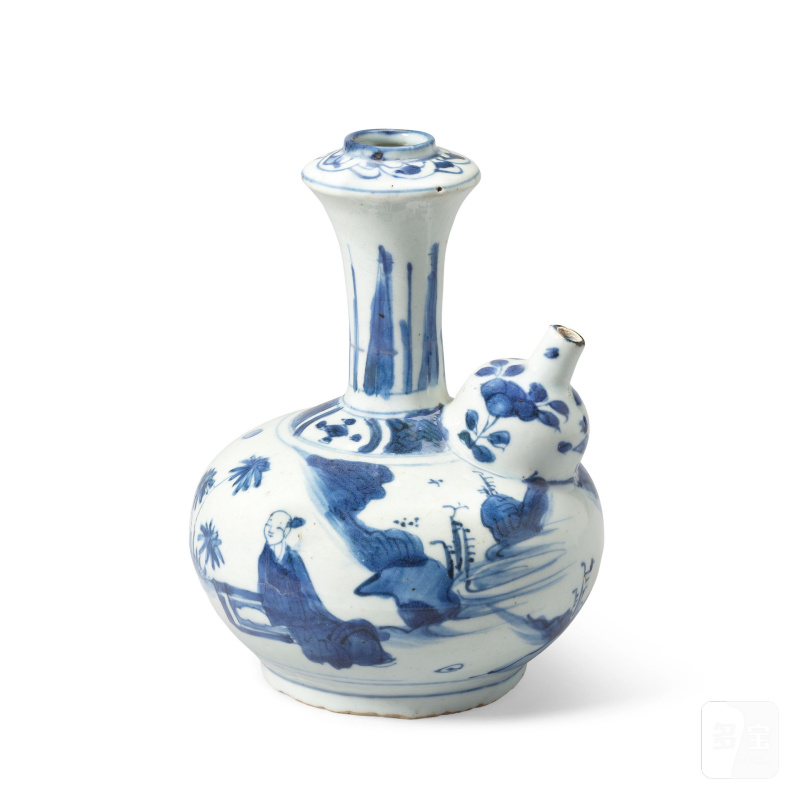 明崇禎 青花人物故事圖軍持 | A BLUE AND WHITE KENDI - 图4